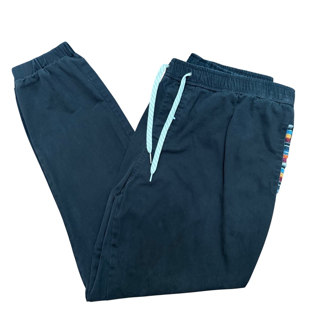 Wowie Rambler Joggers Men XL Black Cotton Stretch Elastic Waist Pocket Trim Pant